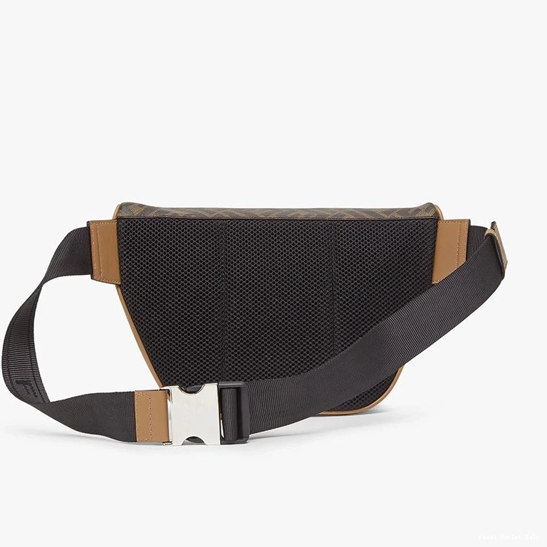 Affordable Brown Fendi Motif Black FF Belt Fabric In Bag 0712